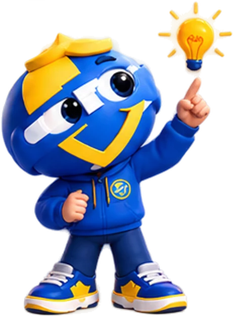 The Brandavue mascot with a bright idea